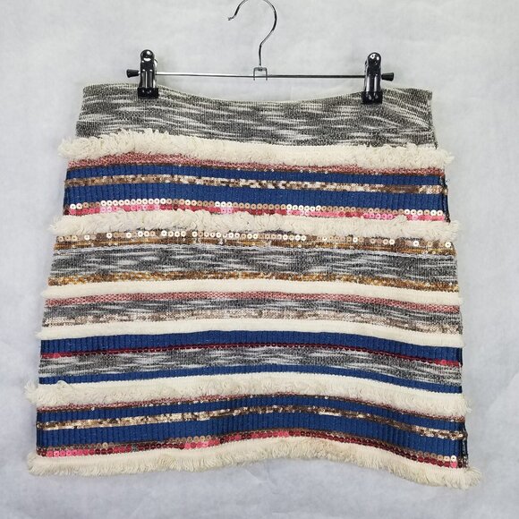 Anthropologie Moulinette Soeurs Erine Mini Skirt Women’s 4 Fringe Sequin Lined - Picture 2 of 13